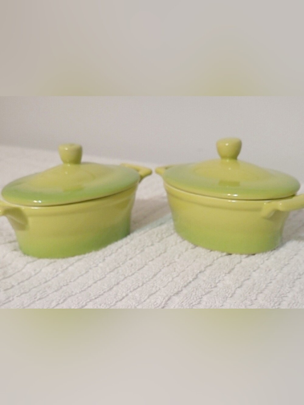 Insea France Set of 2 Mini Casserole Dishes w/ Lids Green 4"